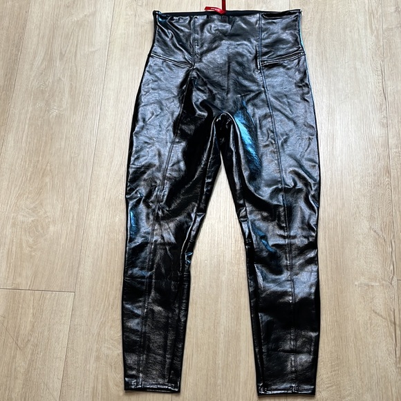 SPANX faux patent leather leggings black SIZE XL 1295 - Picture 5 of 9